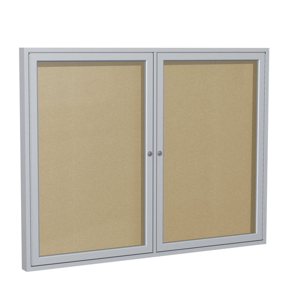 Ghent's Vinyl 48" x 60" 2 Door Enclosed Bulletin Board in Caramel