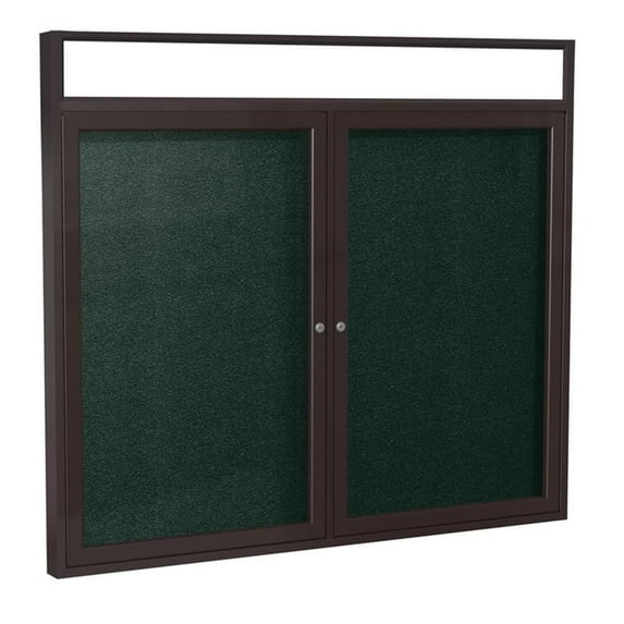 Ghent's Vinyl 48" x 60" 2 Door Enclosed Bulletin Board in Ebony Brown
