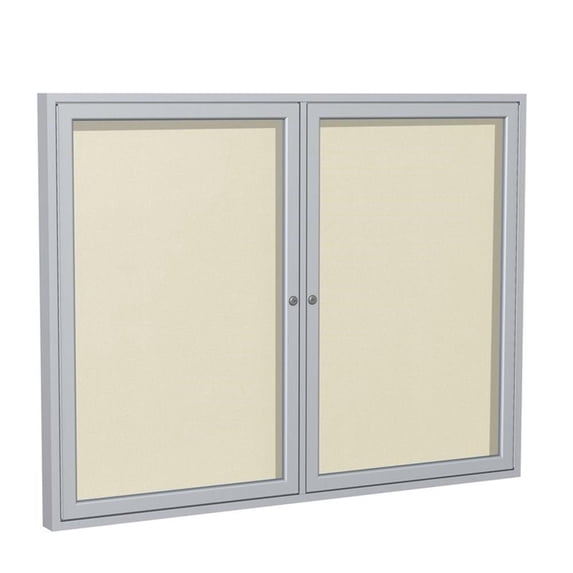 Ghent's Vinyl 48" x 60" 2 Door Enclosed Bulletin Board in Ivory