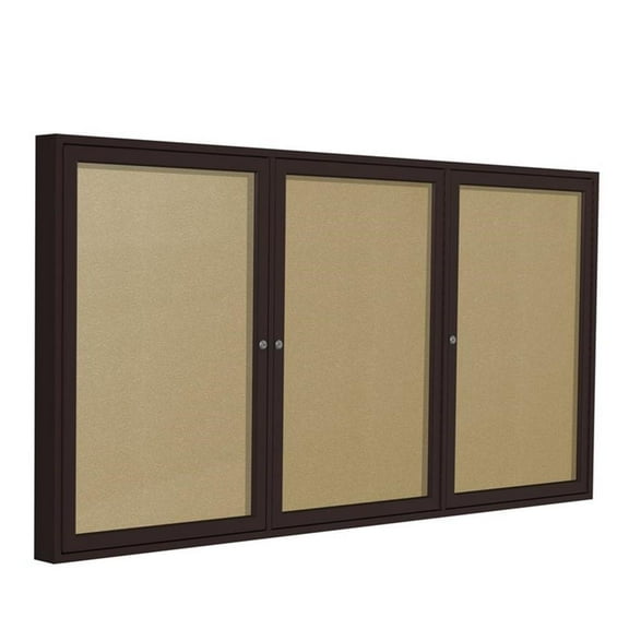Ghent's Vinyl 48" x 72" 3 Door Enclosed Bulletin Board in Caramel