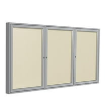 Ghent's Vinyl 48" x 72" 3 Door Enclosed Bulletin Board in Ivory