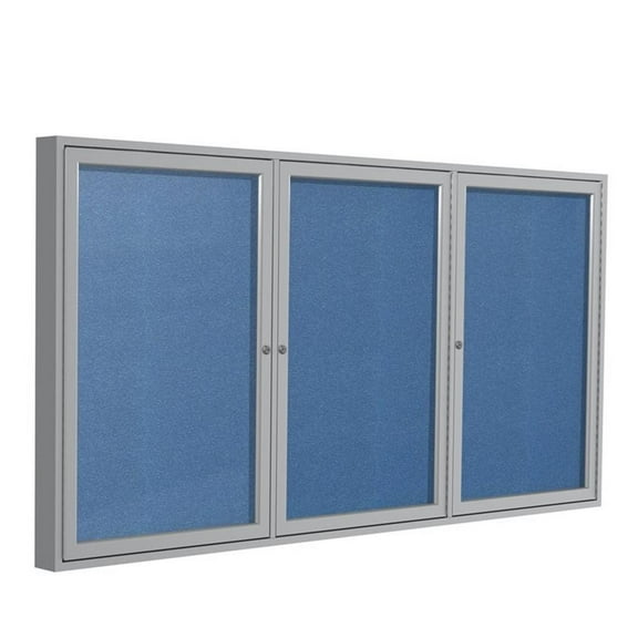 Ghent's Vinyl 48" x 72" 3 Door Enclosed Bulletin Board in Ocean Blue