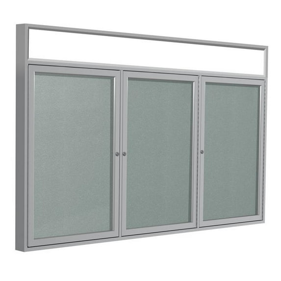Ghent's Vinyl 48" x 72" 3 Door Enclosed Headliner Bulletin Board in Silver