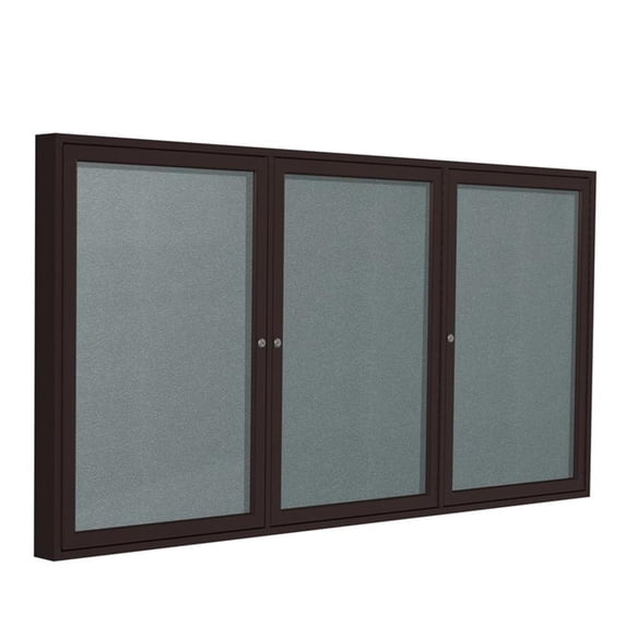 Ghent's Vinyl 48" x 72" 3 Door Enclosed Bulletin Board in Stone
