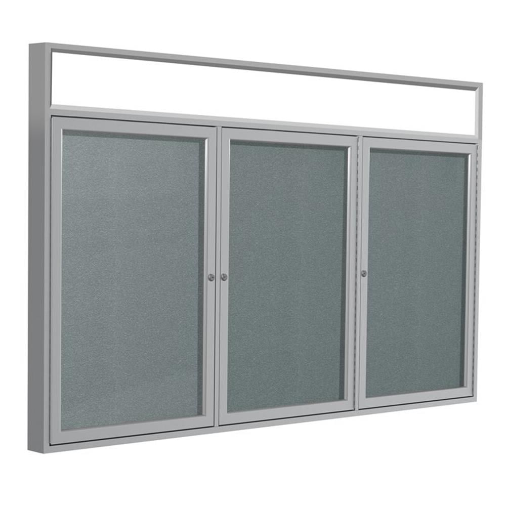 Ghent's Vinyl 48" x 72" 3 Door Enclosed Bulletin Board in Stone