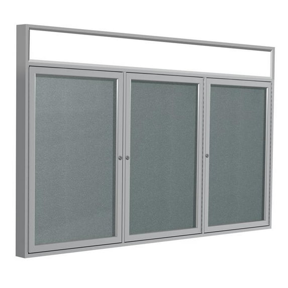 Ghent's Vinyl 48" x 72" 3 Door Enclosed Bulletin Board in Stone