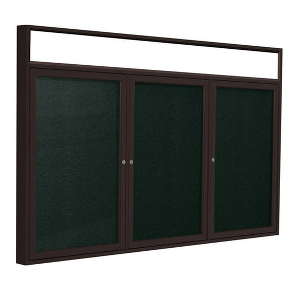 Ghent's Vinyl 48" x 96" 3 Door Enclosed Bulletin Board in Ebony Brown
