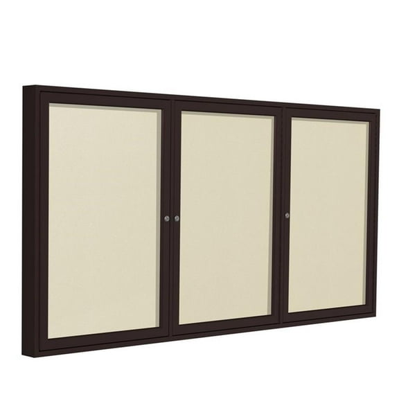 Ghent's Vinyl 48" x 96" 3 Door Enclosed Bulletin Board in Ivory