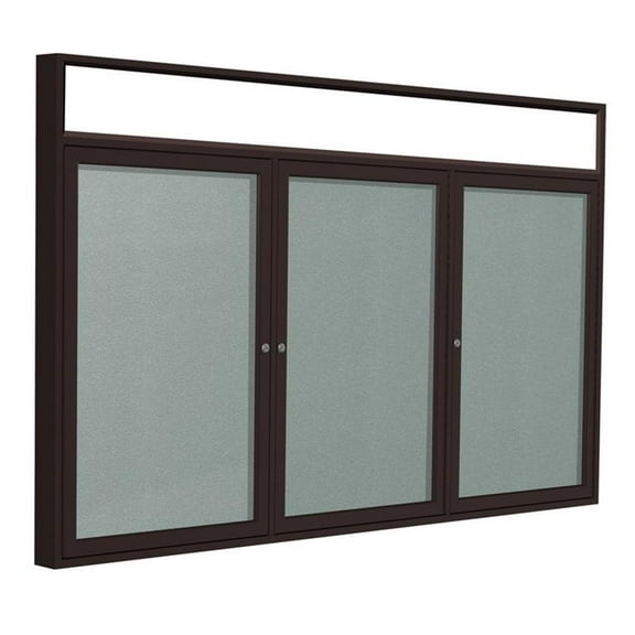 Ghent's Vinyl 48" x 96" 3 Door Enclosed Headliner Bulletin Board in Silver