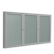 Ghent's Vinyl 48" x 96" 3 Door Enclosed Bulletin Board in Silver