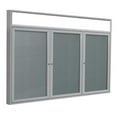 thumbnail image 1 of Ghent's Vinyl 48" x 96" 3 Door Enclosed Headliner Bulletin Board in Stone, 1 of 5