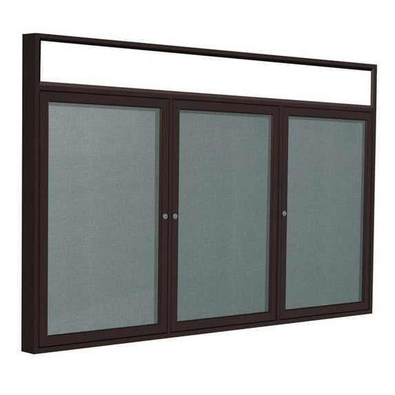 Ghent's Vinyl 48" x 96" 3 Door Enclosed Bulletin Board in Stone