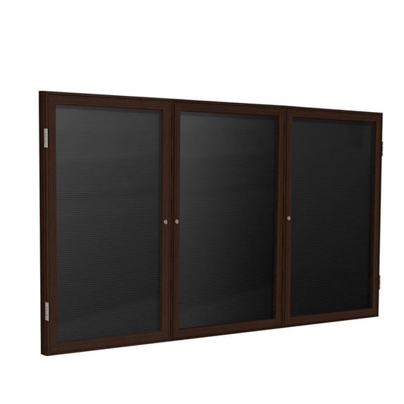 Ghent's Vinyl 48" x 96" 3 Door Enclosed Flannel Letterboard in Black