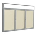 thumbnail image 1 of Ghent's Vinyl 48" x 96" 3 Door Enclosed Headliner Bulletin Board in Ivory, 1 of 5