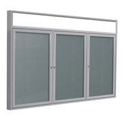 Ghent's Vinyl 48" x 96" 3 Door Enclosed Headliner Bulletin Board in Stone