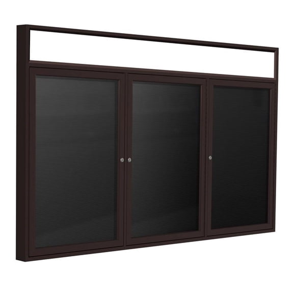 Ghent's Vinyl 48" x 96" 3 Door Enclosed Letterboard in Black