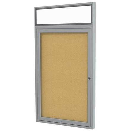 Ghent 36"x24" 1D Silver Aluminum Header Bulletin Board - Natural Cork