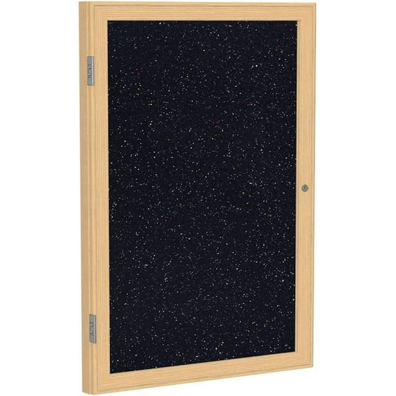 Ghent's Wood 36" x 36" 1 Door Enclosed Rubber Bulletin Board in Multi-Color
