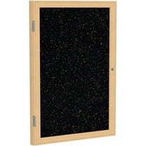 Ghent's Wood 36" x 36" 1 Door Enclosed Rubber Bulletin Board in Speckled Tan
