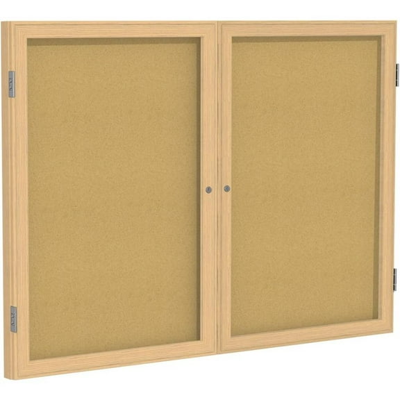 Ghent's Wood 36" x 48" 2 Door Enclosed Bulletin Board in Natural