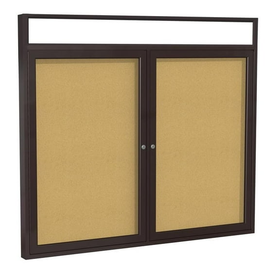 Ghent's Wood 36" x 48" 2 Door Enclosed Headliner Bulletin Board in Natural
