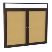 Ghent's Wood 36" x 60" 2 Door Enclosed Headliner Bulletin Board in Natural