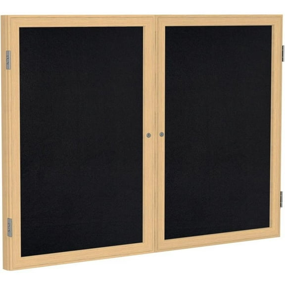 Ghent's Wood 36" x 60" 2 Door Enclosed Rubber Bulletin Board in Black