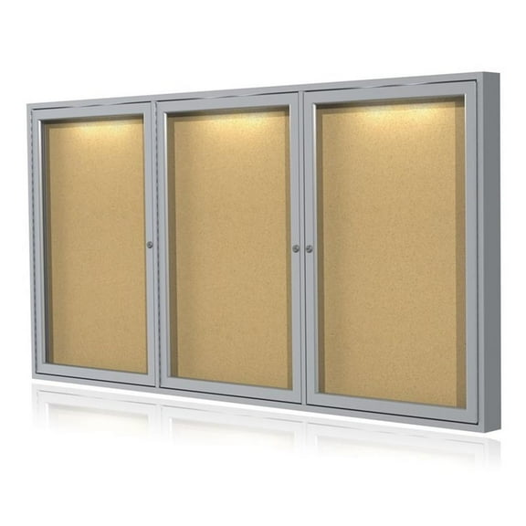 Ghent's Wood 36" x 72" 3 Door Enclosed Bulletin Board in Natural