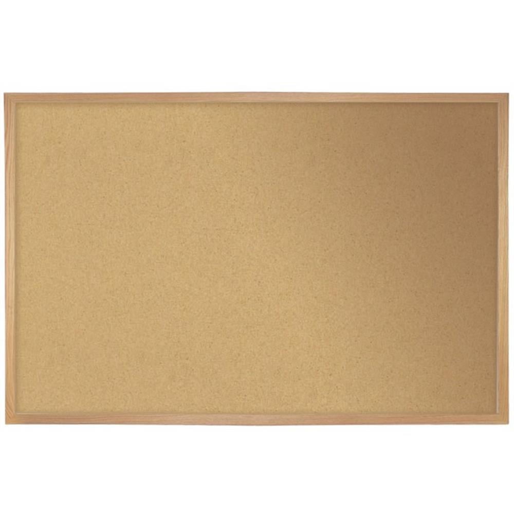 Ghent's Wood 4' x 10' Cork Bulletin Board with Wood Frame in Natural