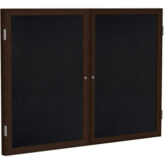 Ghent's Wood 48" x 60" 2 Door Enclosed Rubber Bulletin Board in Black