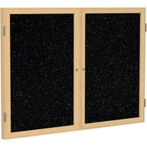 Ghent's Wood 48" x 60" 2 Door Enclosed Rubber Bulletin Board in Speckled Tan