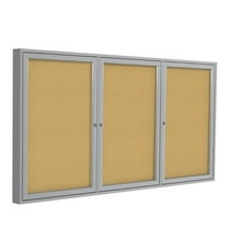 Ghent's Wood 48" x 72" 3 Door Enclosed Bulletin Board in Natural