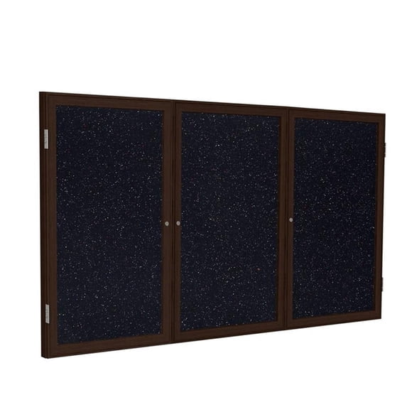 Ghent's Wood 48" x 72" 3 Door Enclosed Rubber Bulletin Board in Multi-Color