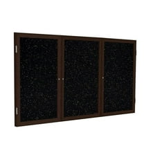 Ghent's Wood 48" x 72" 3 Door Enclosed Rubber Bulletin Board in Speckled Tan
