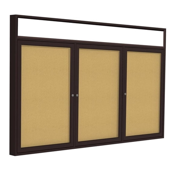 Ghent's Wood 48" x 96" 3 Door Enclosed Bulletin Board in Natural