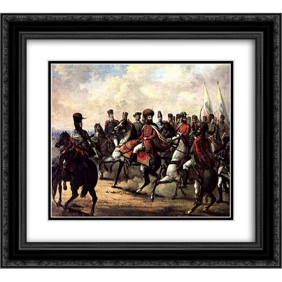Gheorghe Tattarescu 2x Matted 24x20 Black Ornate Framed Art Print 'Michael the Brave and his troops'