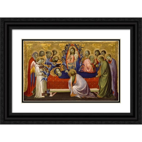 Gherardo Starnina 24x17 Black Ornate Framed Double Matted Museum Art Print Titled: The Death of the Virgin (1405-10)