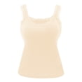 thumbnail image 1 of Ghicovo Built in Bra Tank Tops for Women Lace Scoop Square Neck Slim Sleeveless Comfy Going out Tops Undershirts[Beige,L], 1 of 9
