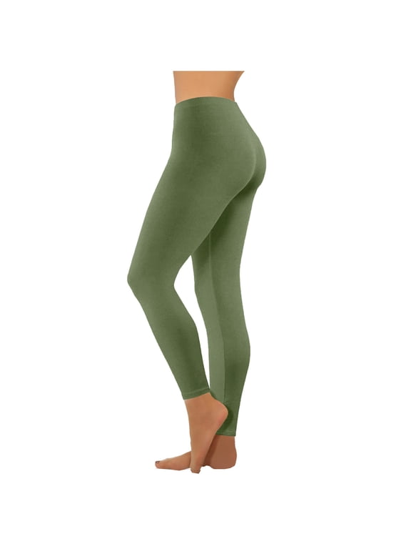 Leggings for Women Casual Slim Comfy Yoga Pants Solid Color Mid High Waist Loungewear Trousers