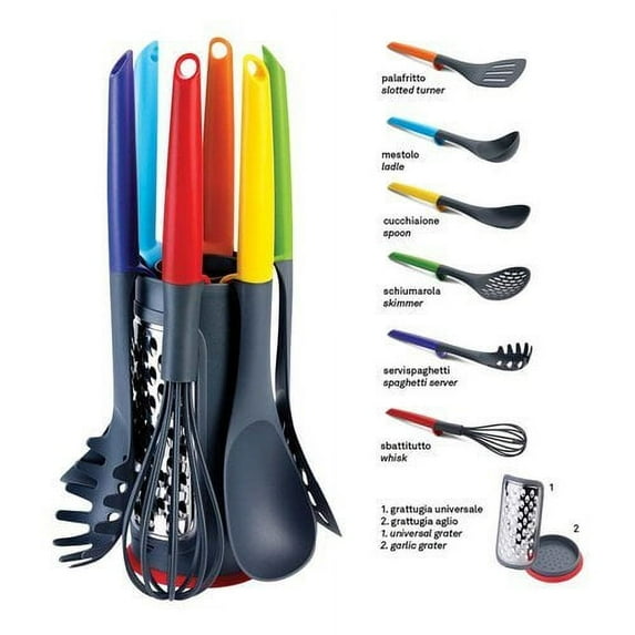 Ghidini V366 Nylon Tools Set with Grating Stand - Set of 6