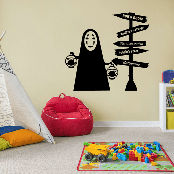 Ghilbi Spirited Away Pathway Signage Fantasy World Wall Sticker Art Decal for Girls Boys Room Bedroom Nursery Kindergarten House Fun Home Decors Stickers Wall Art Vinyl Decoration Size (20x18 inch)