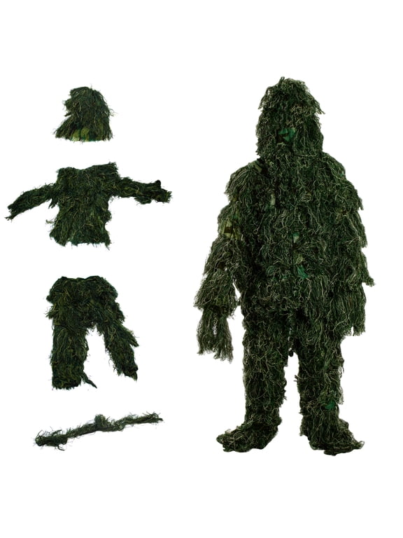 Ghillie Suit 3 Piece Set - Woodland and Forest Design - One Size Fits Most Adults M-XXL By Modern Warrior