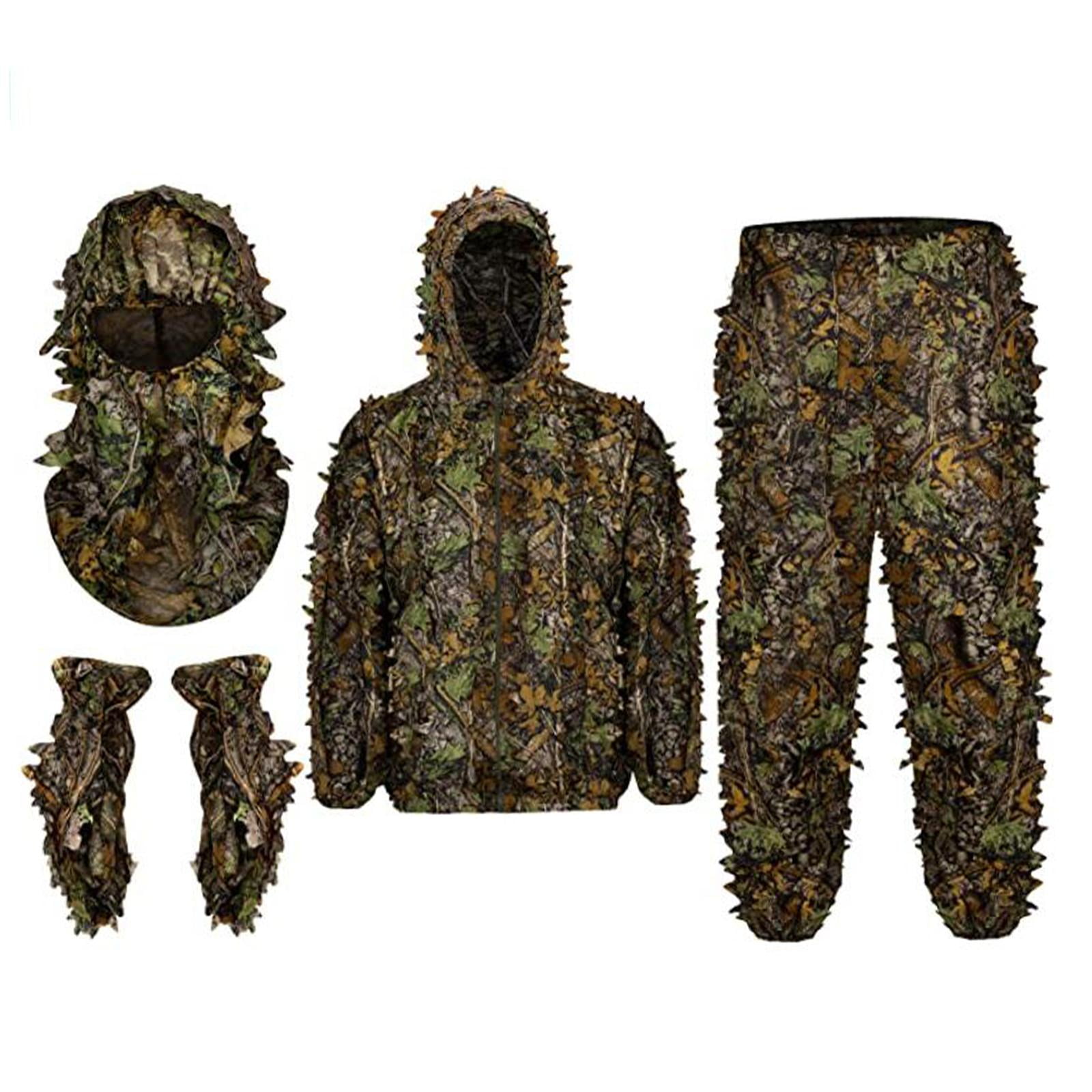 Ghillie Suit Hunting Clothes, 3D Leafy Camo Gear, Men's Outfit, Woodland Jacket, Pants, Hood, Gloves, XXL - Walmart.com Ghillie Suit Hunting Clothes, 3D Leafy Camo Gear, Men's Outfit, Woodland Jacket, Pants, Hood, Gloves, XXL - Walmart.com