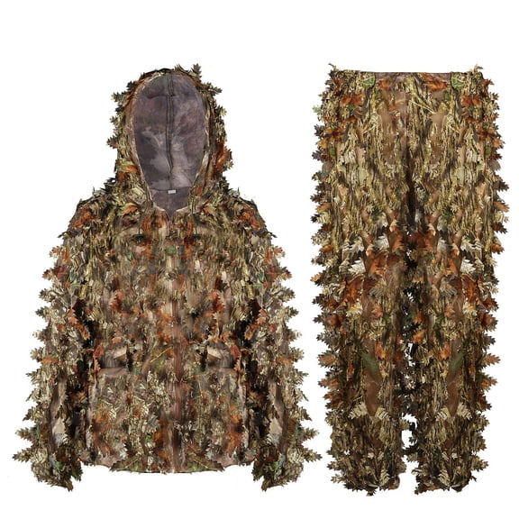 Ghillie Suit Pants 3D Leaf Camo Camouflage Coveralls Adult Woodland Forest Height 5.4-5.9 Ft
