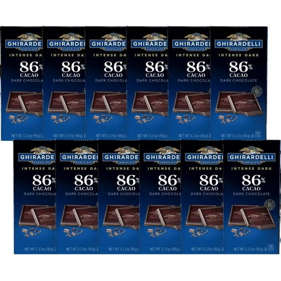Ghiradelli 86% Cacao Intense Dark Chocolate Bar, 3.17 Ounce Bar (Pack Of 12)