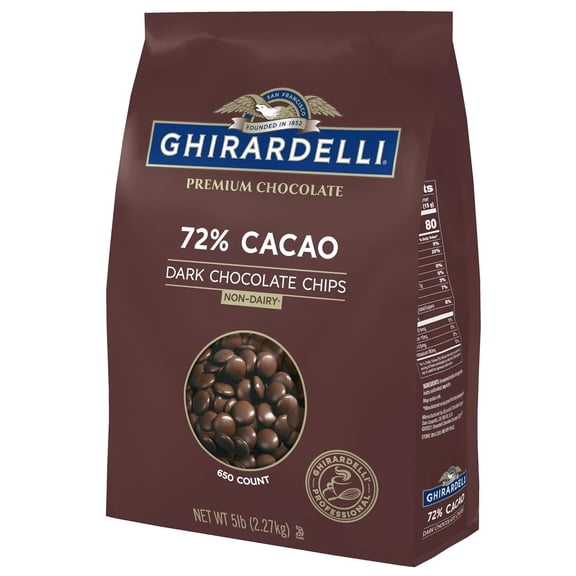Ghirardelli Chocolate Company 72% Cacao Chocolate Chips 650 per lb., 5lb. Bag (Pack of 1)