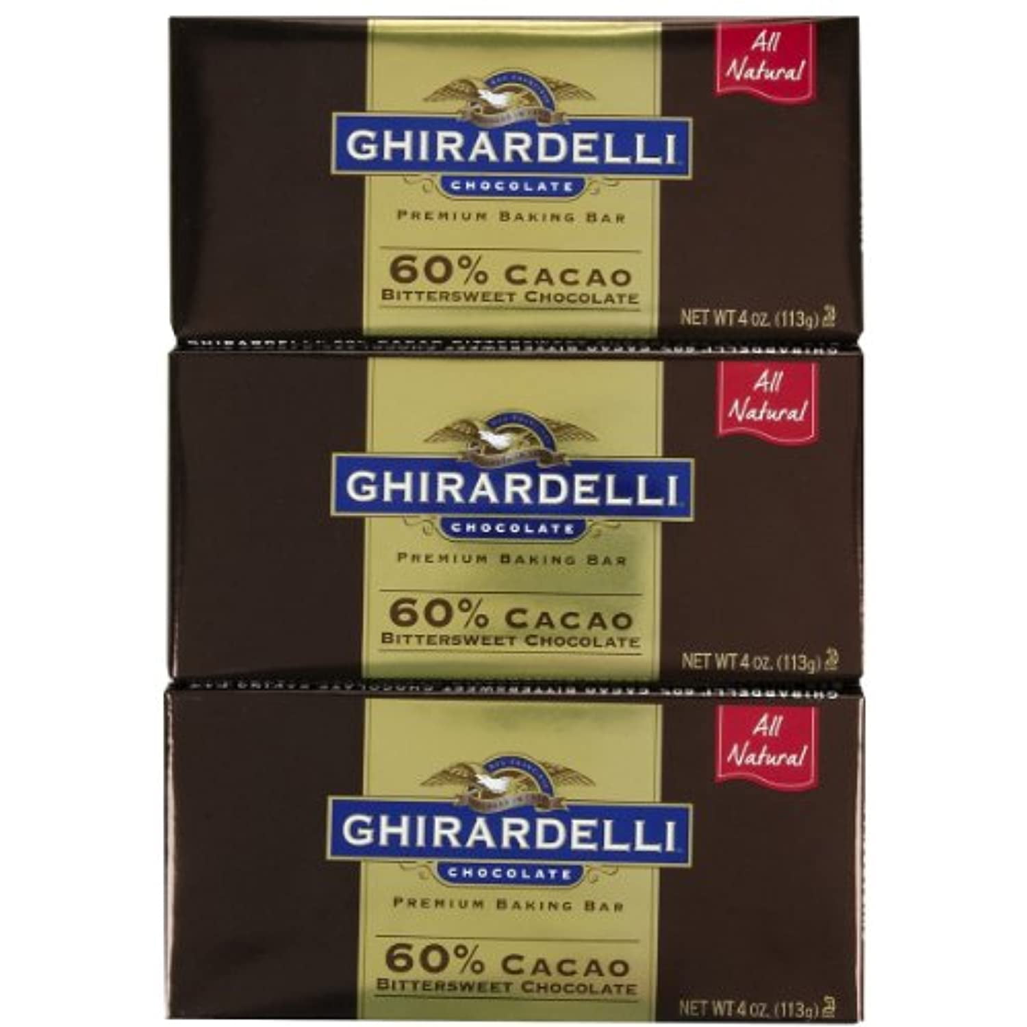 Ghirardelli Bitter Sweet Baking Bar, 60% Cacao, 4 Oz, 3 Pk