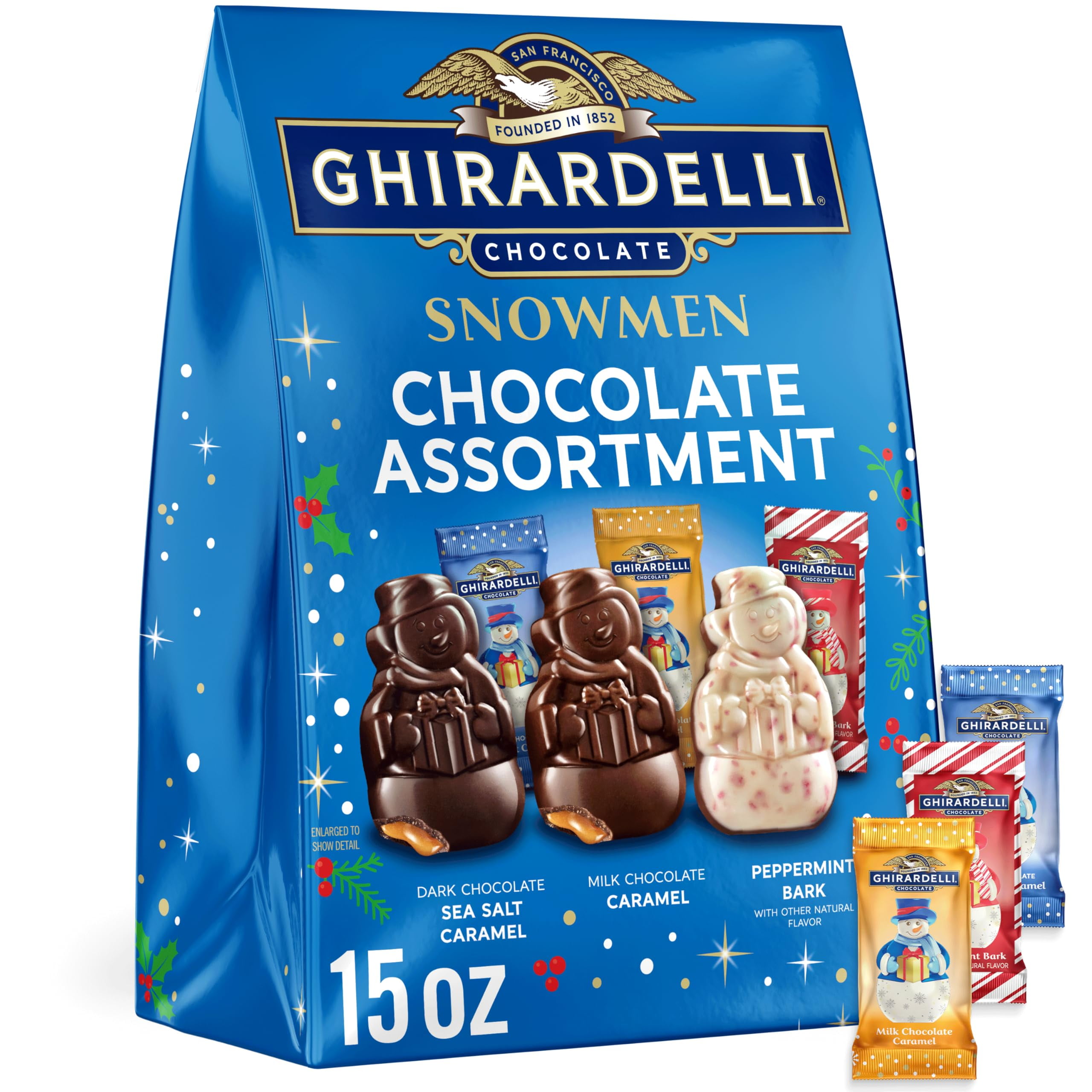 Ghirardelli Holiday Chocolate Snowmen - 15oz Assortment Bag With Caramel & Peppermint