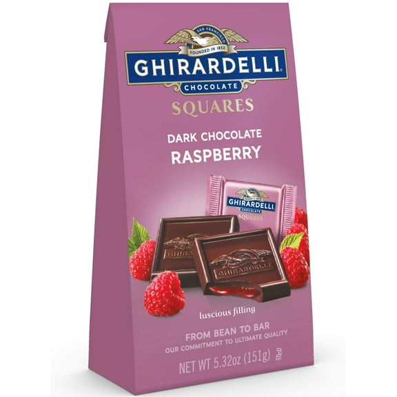 Ghirardelli Chocolate Squares, Dark And Raspberry Filled, 5.32 Ounce Packaging May Vary - Pack of 3