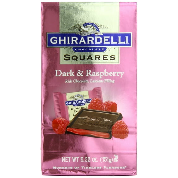 Ghirardelli Chocolate Squares, Dark & Raspberry Filled, 5.32-Ounce Packages (Pack of 6)